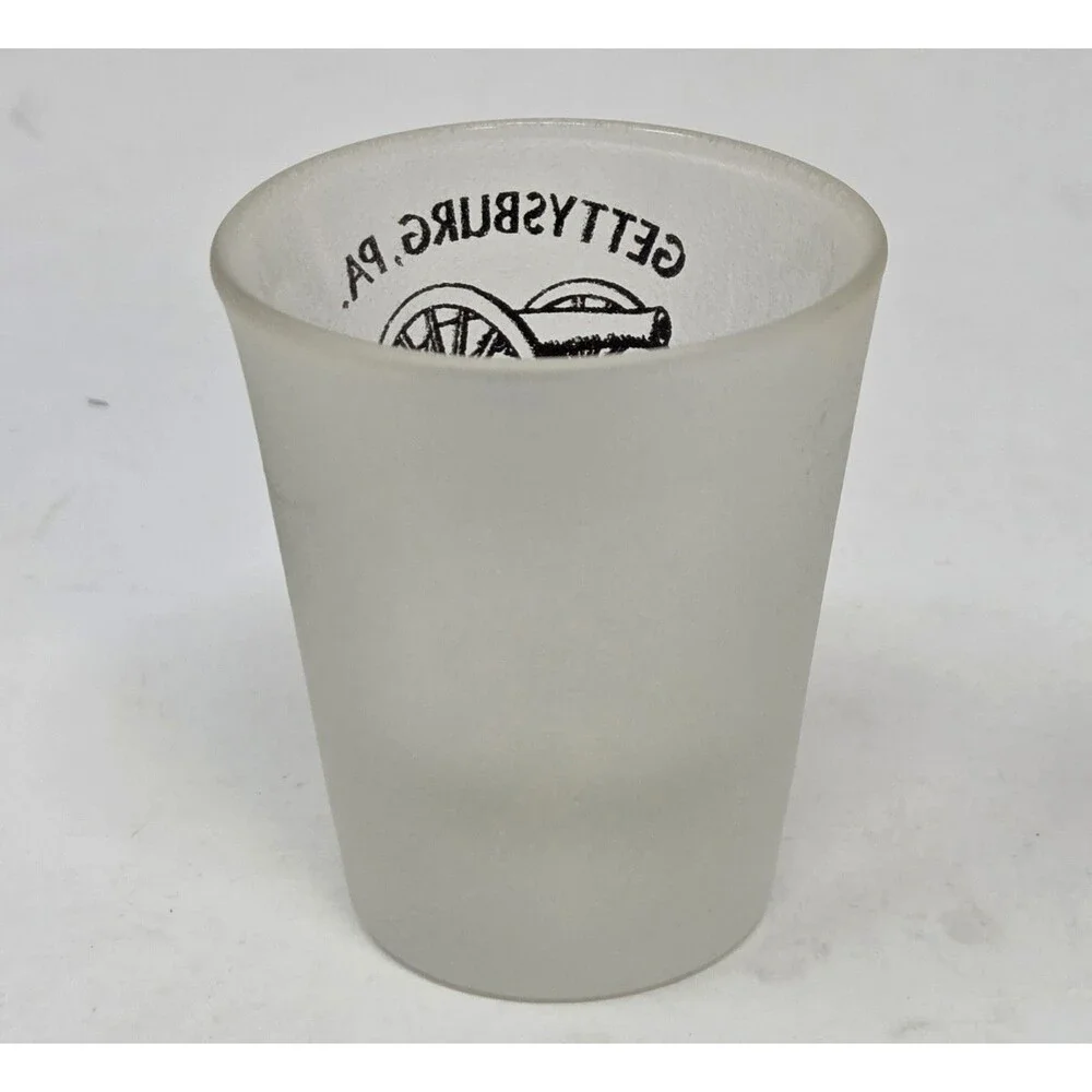 Vintage Gettysburg PA Frosted Shot Glass Civil War Cannon Souvenir